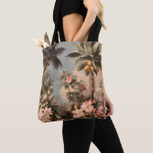 Vintage Tropisch Paradijs met Palmbomen Tote Bag (Dichtbij)