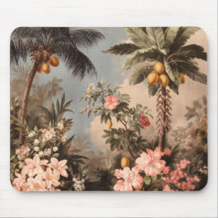 Vintage Tropisch Paradijs met Palmboom Muismat