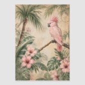 Vintage Tropisch Roze Kaketoe Decoupage Papier – B (Voorkant)