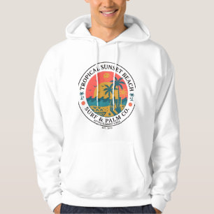 Vintage Tropisch Strand Zonsondergang Badge Retro Hoodie