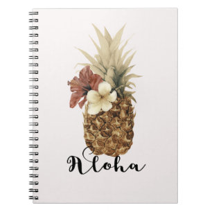 Vintage Tropische Ananas Hibiscus Bloem Aloha Notitieboek