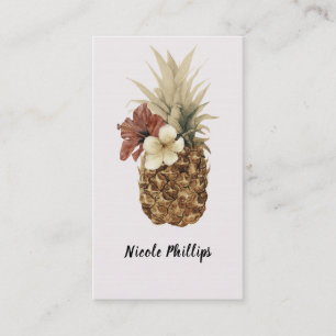 Vintage Tropische Ananas Hibiscus Bloem Chic Visitekaartje