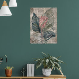 Vintage Tropische Bladeren en Protea Poster