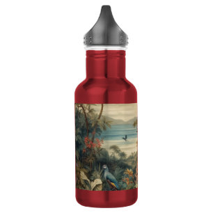 Vintage Tropische Botanische Paradijs Kunst Waterfles