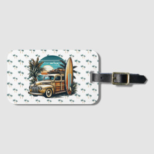 vintage tropische/Hawaiiaanse surftruck Bagagelabel