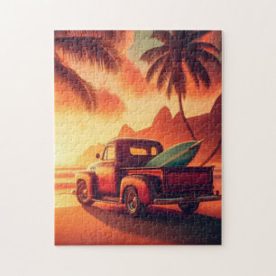 vintage tropische/Hawaiiaanse surftruck Legpuzzel