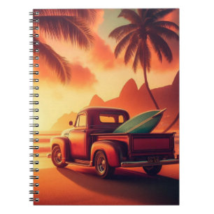 vintage tropische/Hawaiiaanse surftruck Notitieboek