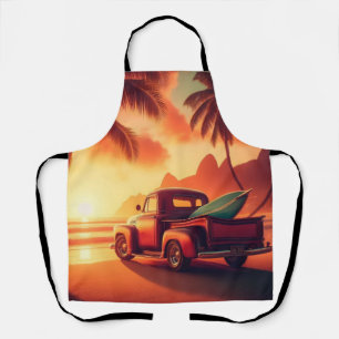vintage tropische/Hawaiiaanse surftruck Schort