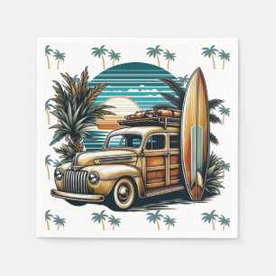 vintage tropische/Hawaiiaanse surftruck Servet