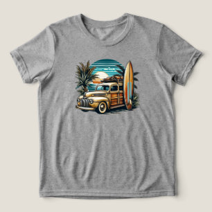 vintage tropische/Hawaiiaanse surftruck Tri-Blend Shirt
