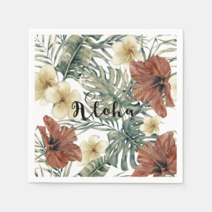 Vintage Tropische Hibiscus Plumeria Bloem Aloha Servet