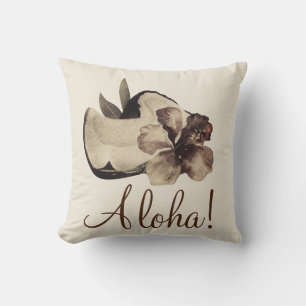 Vintage Tropische Kokos & Hibiscus Elegante Chic Kussen