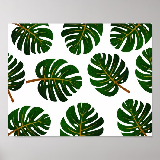 Vintage tropische monstera palmboombladeren poster (Voorkant)