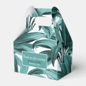 Vintage Tropische Palm Botanische Aquarel Teal Bedankdoosjes (Achterkant)