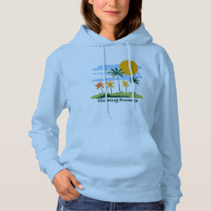 Vintage Tropische Palmbomen Hemelblauw Volwassene Hoodie
