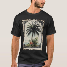 Vintage Tropische Palmboom Stempel Kunst T-shirt