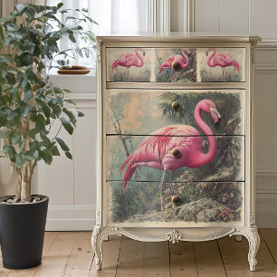 Vintage Tropische Roze Flamingo Decoupage Tissuepapier