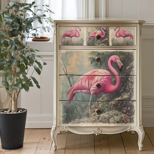 Vintage Tropische Roze Flamingo Decoupage Tissuepapier
