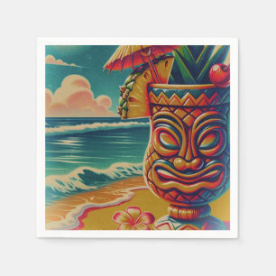 Vintage Tropische Tiki Paraplu Drink Luau Feest Servet