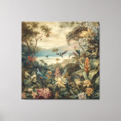 Vintage Tropische Vogel Botanische Kunst | Luxe Canvas Afdruk (Voorkant)