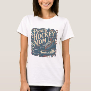 Vintage Trots op Hockey Moeder Schaatsontwerp T-shirt