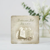 vintage trouwboek met bouquet kaart (Staand voorkant)