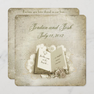 vintage trouwboek met bouquet kaart