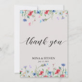 Vintage trouwdag wildbloem bedankkaart (Voorkant)