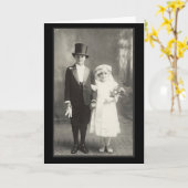 Vintage Trouwfoto Kind Bruid en Bruidegom Kaart (Gele Bloem)
