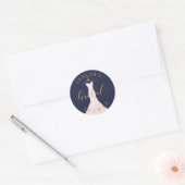 Vintage Trouwjurk Navy & Gold Vrijgezellenfeest Ronde Sticker (Envelop)