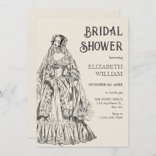 Vintage trouwjurk vrijgezellenfeest kaart