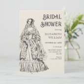 Vintage trouwjurk vrijgezellenfeest kaart (Staand voorkant)