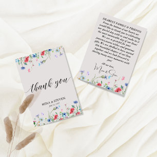 Vintage trouwkaart met wilde bloemen voor bedankje bedankkaart
