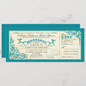 Vintage trouwkaarten & Blauwe Elegante Bloemen Kaart (Voorkant / Achterkant)