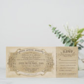 VINTAGE TROUWKAARTUITNODIGING MET RSVP KAART (Staand voorkant)