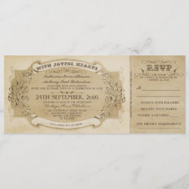 VINTAGE TROUWKAARTUITNODIGING MET RSVP KAART