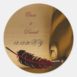 vintage trouwlabel ronde sticker