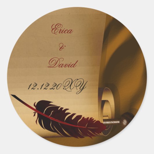 vintage trouwlabel ronde sticker (Voorkant)