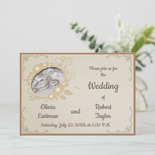 Vintage trouwringen save the date (Staand voorkant)