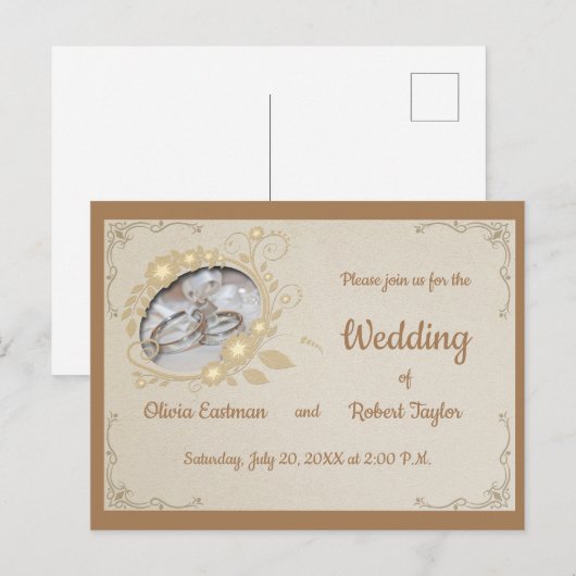Vintage trouwringen uitnodiging briefkaart (Voorkant / Achterkant)