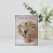 Vintage trouwtaartornament op ansichtkaart aankondigingskaart (Staand voorkant)