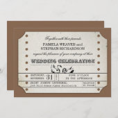 VINTAGE TROUWTICKET TYPOGRAFISCHE UITNODIGINGEN (Voorkant / Achterkant)