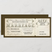 vintage trouwtickets en RSVP Kaart (Voorkant / Achterkant)