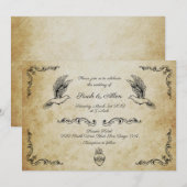 Vintage trouwuitnodiging kaart (Voorkant / Achterkant)