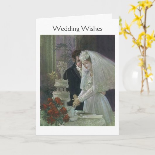 Vintage - Trouwwensen Kaart (Gele Bloem)