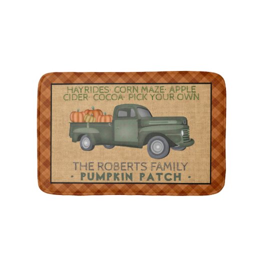 Vintage Truck Pumpkin Patch Boerderij Rustige Herf Badmat (Voorkant)