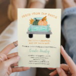 Vintage Truck Two Pumpkins Herfst Twins Baby showe Kaart<br><div class="desc">Deze uitnodiging van het baby shower van de schattige herfst is een mooie manier om gasten uit te nodigen voor het tweelingse baby shower! Dit ontwerp is voorzien van een lichtgroene  vrachtwagen met twee pompoenen thuis van de pleister,  op een crèmekleurige achtergrond.</div>