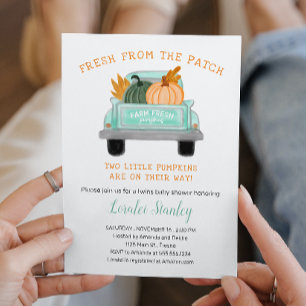 Vintage Truck Two Pumpkins Herfst Twins Baby showe Kaart