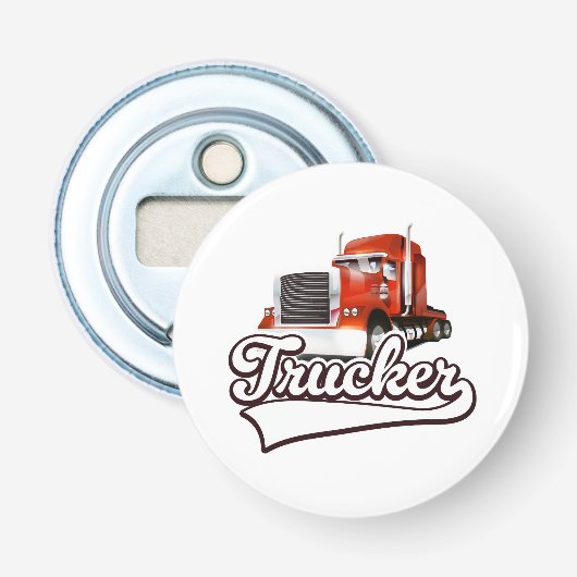 Vintage truckerlogo button flesopener (Voorkant)
