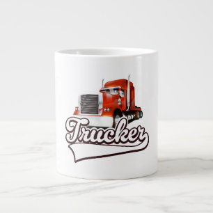 Vintage truckerlogo grote koffiekop